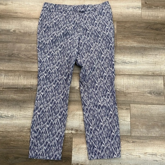 Soft Surroundings Womens 12 Blue Printed Casual Flat Front Straight Leg Pants - Picture 10 of 10